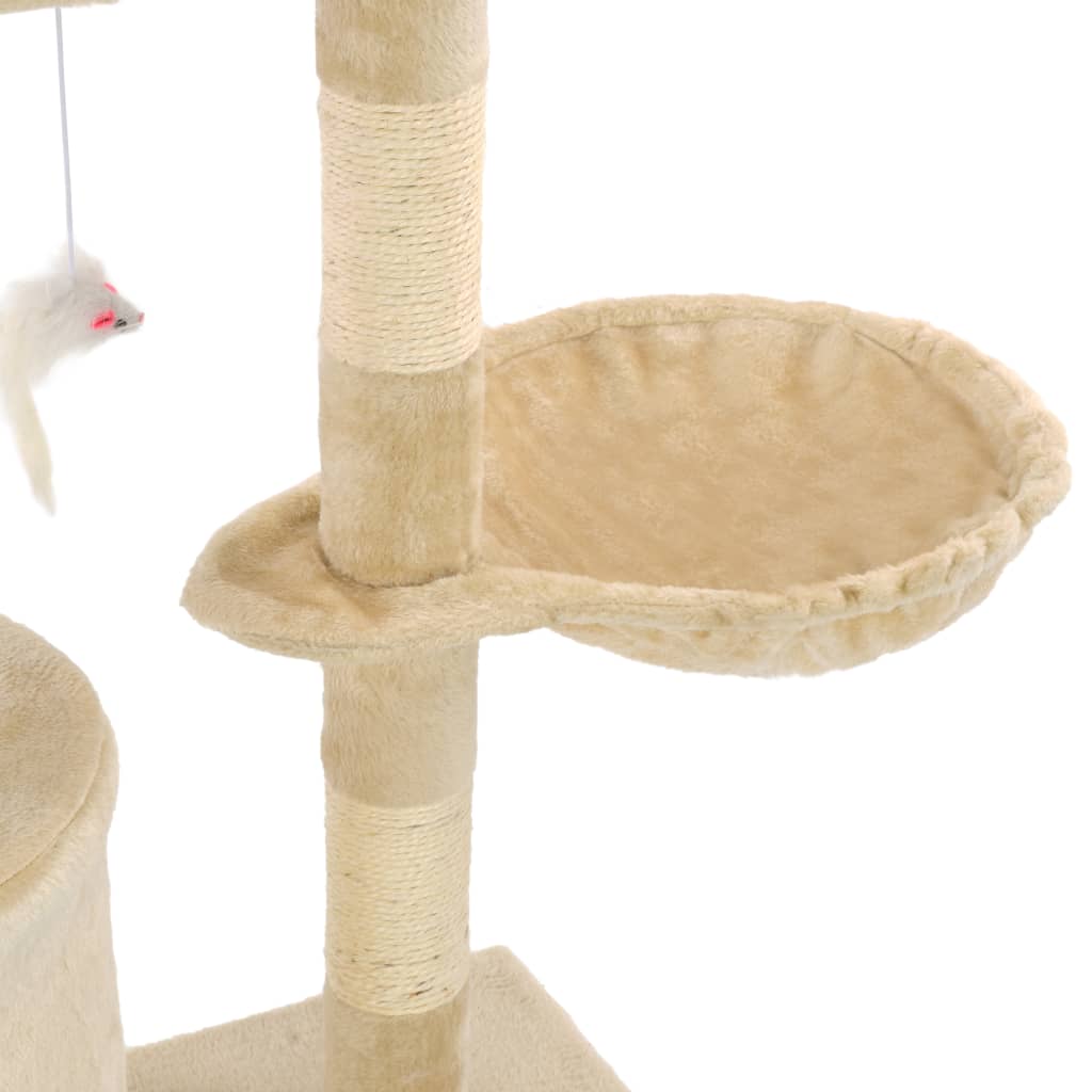Penjalica za mačke sa stupovima za grebanje od sisala 138 cm bež