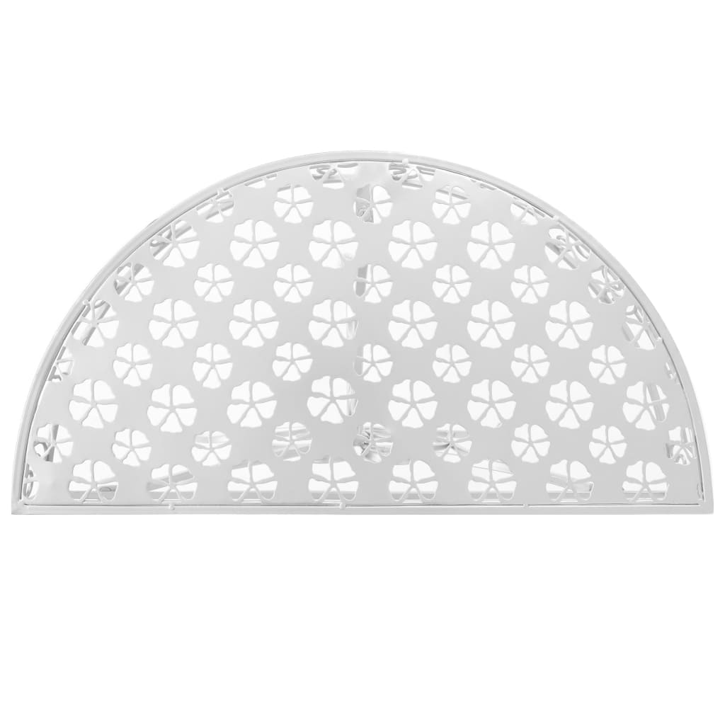 Bočni starinski stolić polukružni metalni 72x36x74 cm srebrni