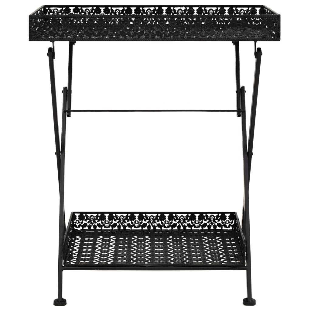 Sklopivi stolić za čaj starinski metalni 58 x 35 x 72 cm crni