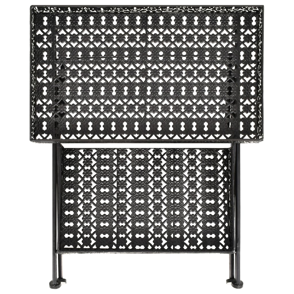 Sklopivi stolić za čaj starinski metalni 58 x 35 x 72 cm crni