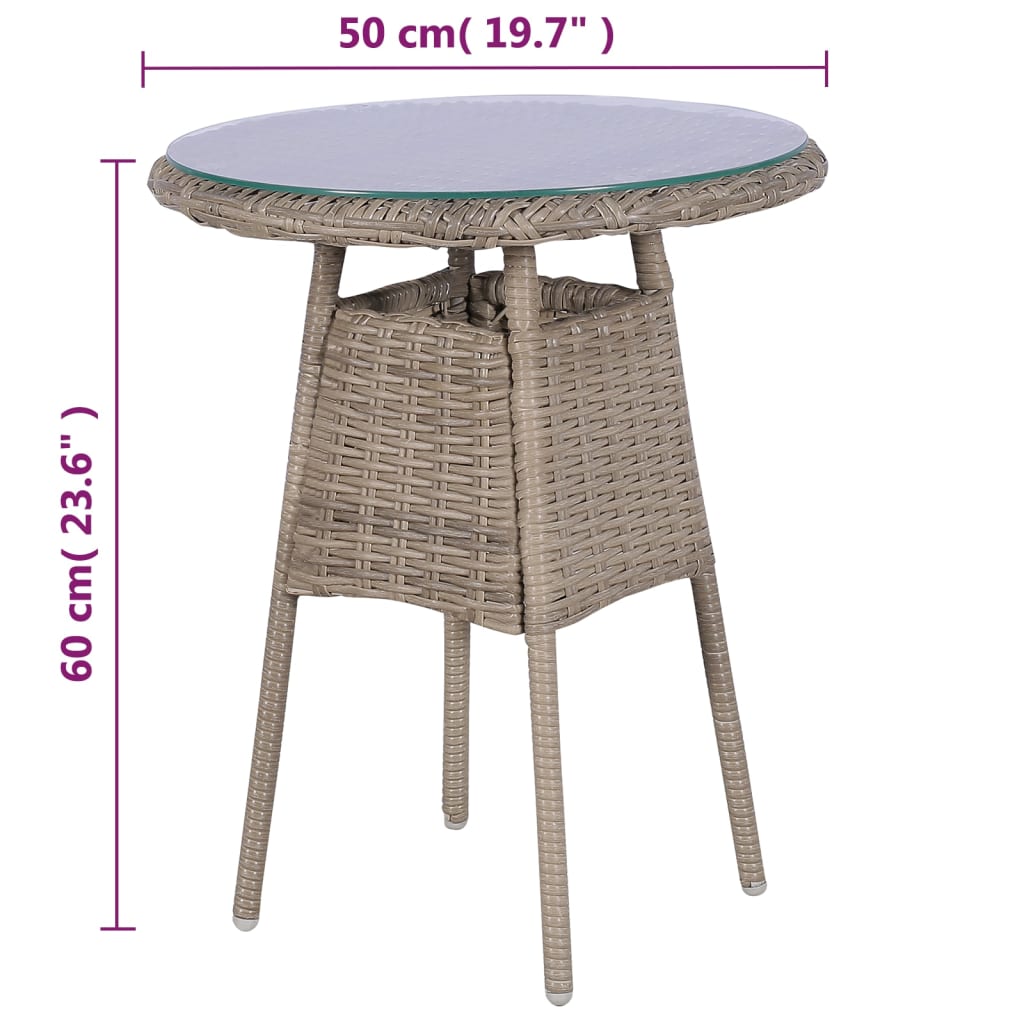 3-dijelni bistro set od poliratana s jastucima smeđi