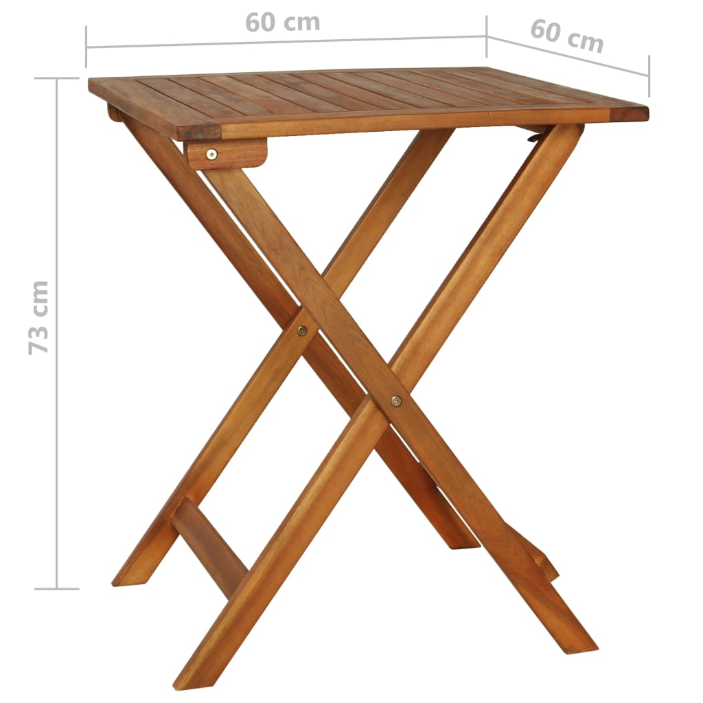 3-dijelni sklopivi bistro set od masivnog bagremovog drva