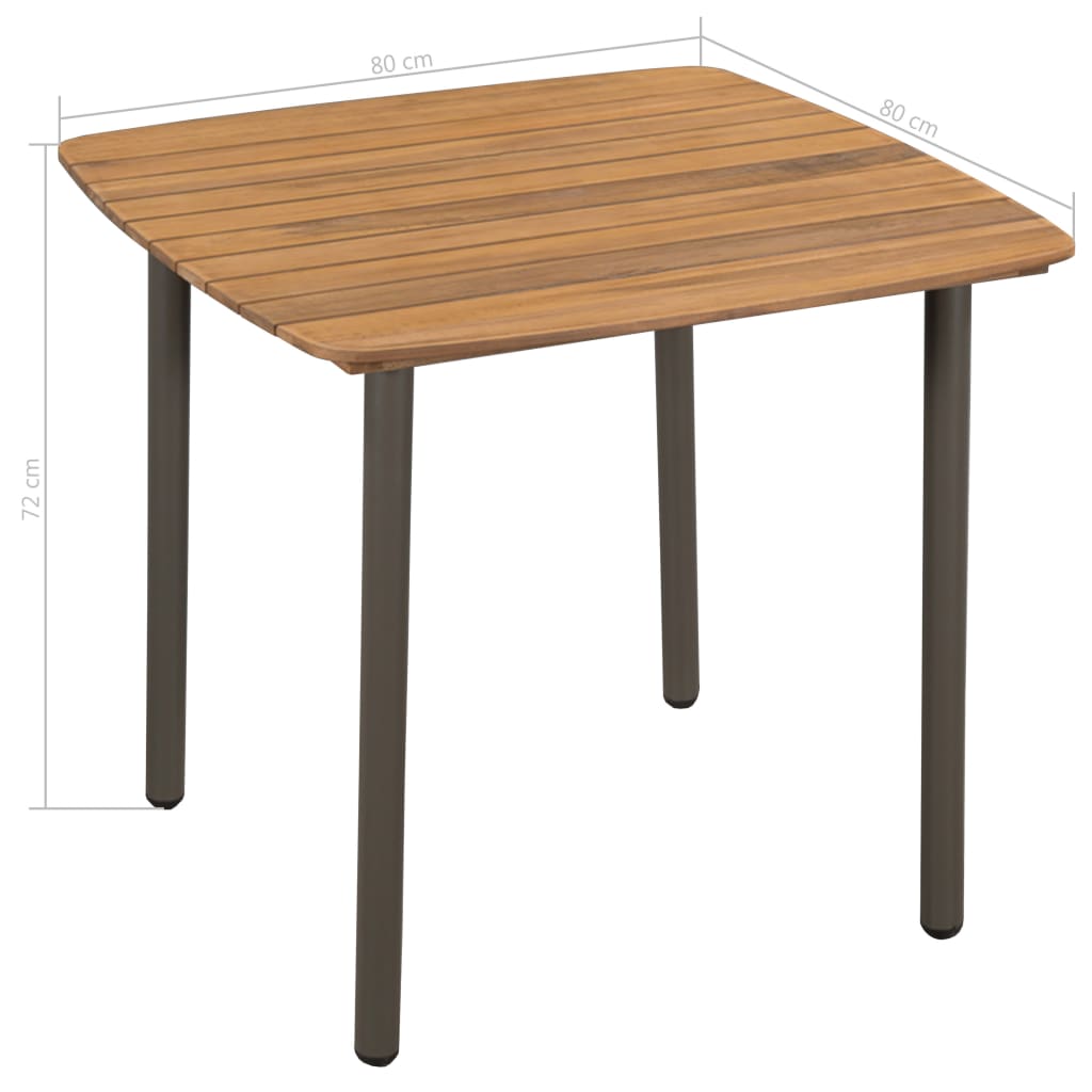 Vrtni stol 80 x 80 x 72 cm od masivnog bagremovog drva i čelika