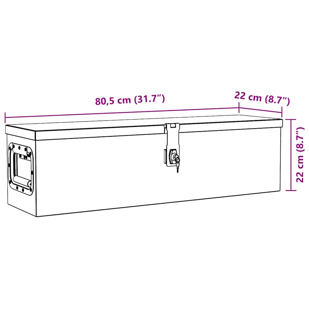 Aluminijska kutija 80,5 x 22 x 22 cm srebrna
