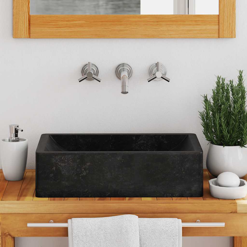 Umivaonik 45 x 30 x 12 cm mramorni visoki sjaj crni