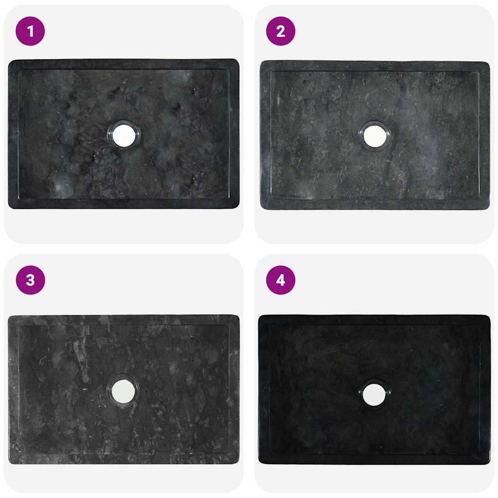 Umivaonik 45 x 30 x 12 cm mramorni visoki sjaj crni
