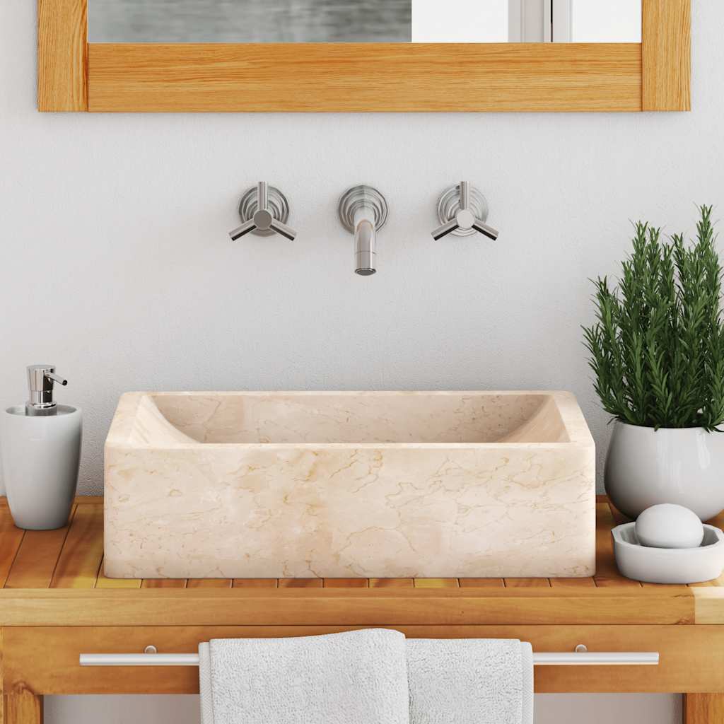 Umivaonik 45 x 30 x 12 cm mramorni visoki sjaj krem