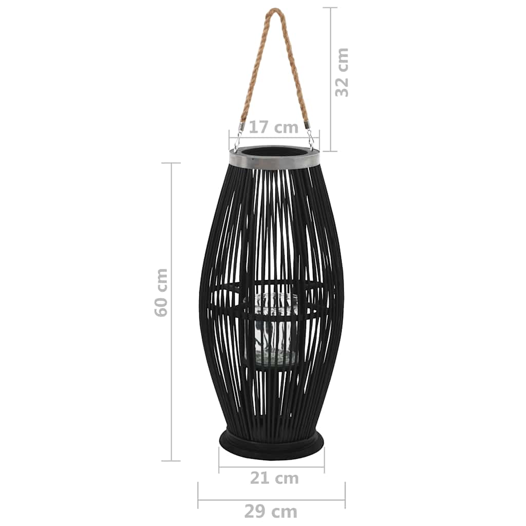 Viseći svijećnjak od bambusa crni 60 cm