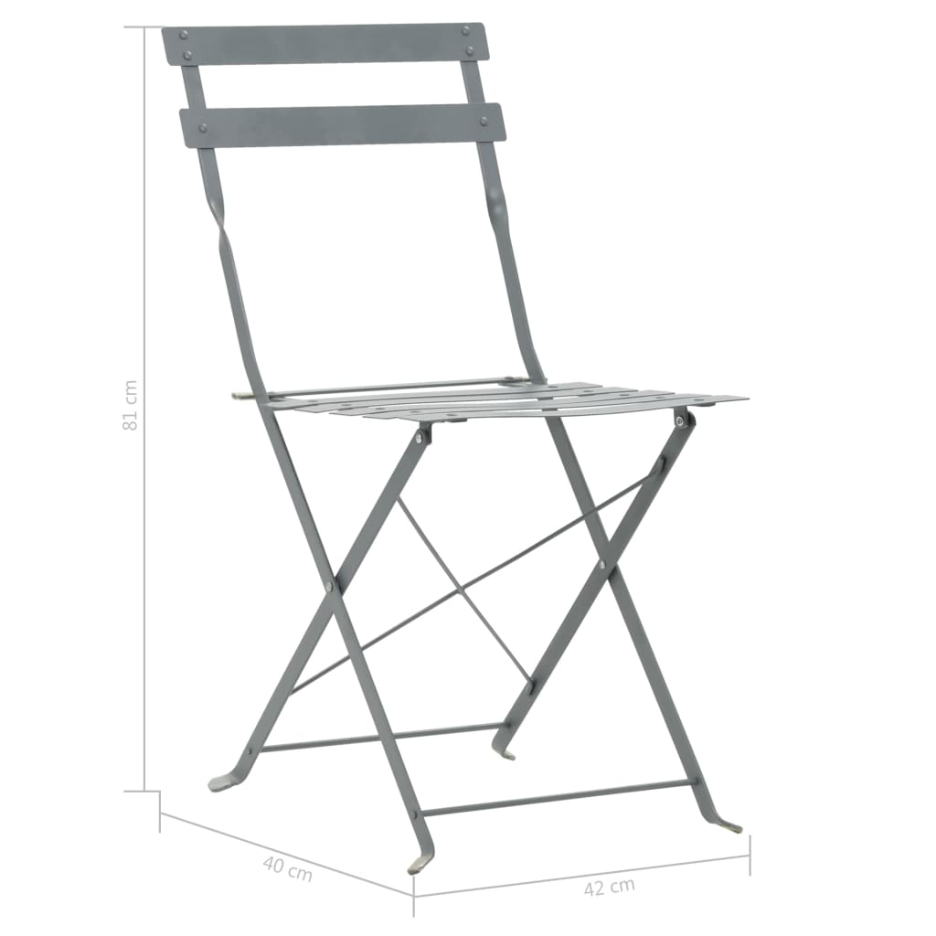 3-dijelni bistro set čelični sivi