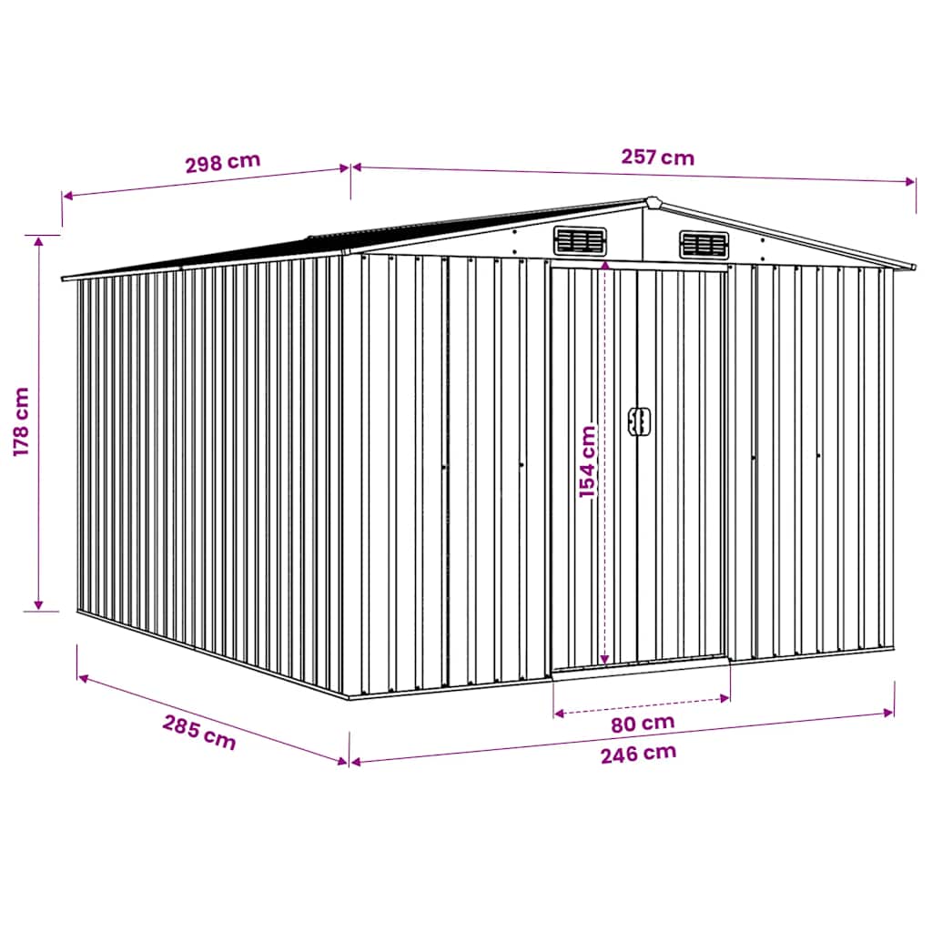 Vrtno spremište 257 x 298 x 178 cm metalno antracit