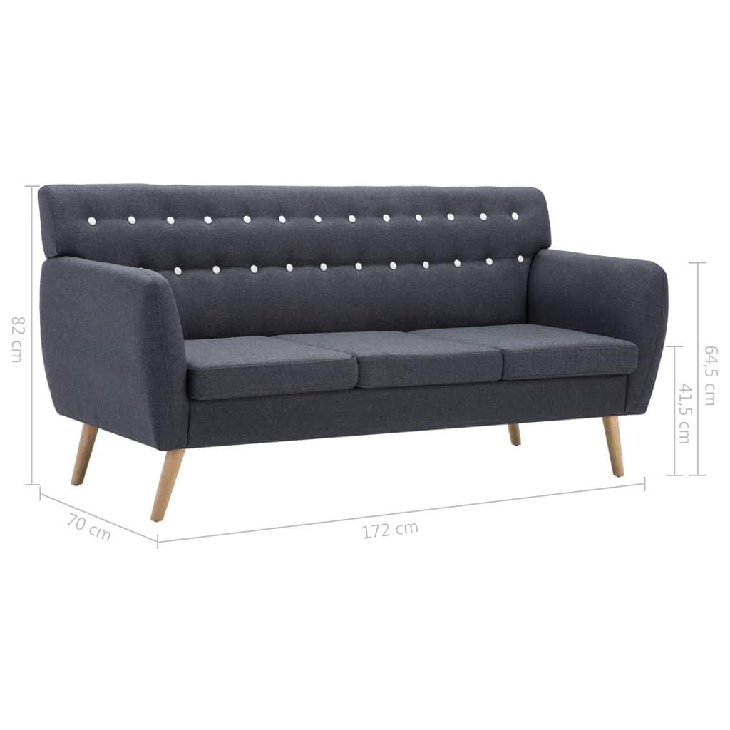 Trosjed presvučen tkaninom 172 x 70 x 82 cm tamnosivi