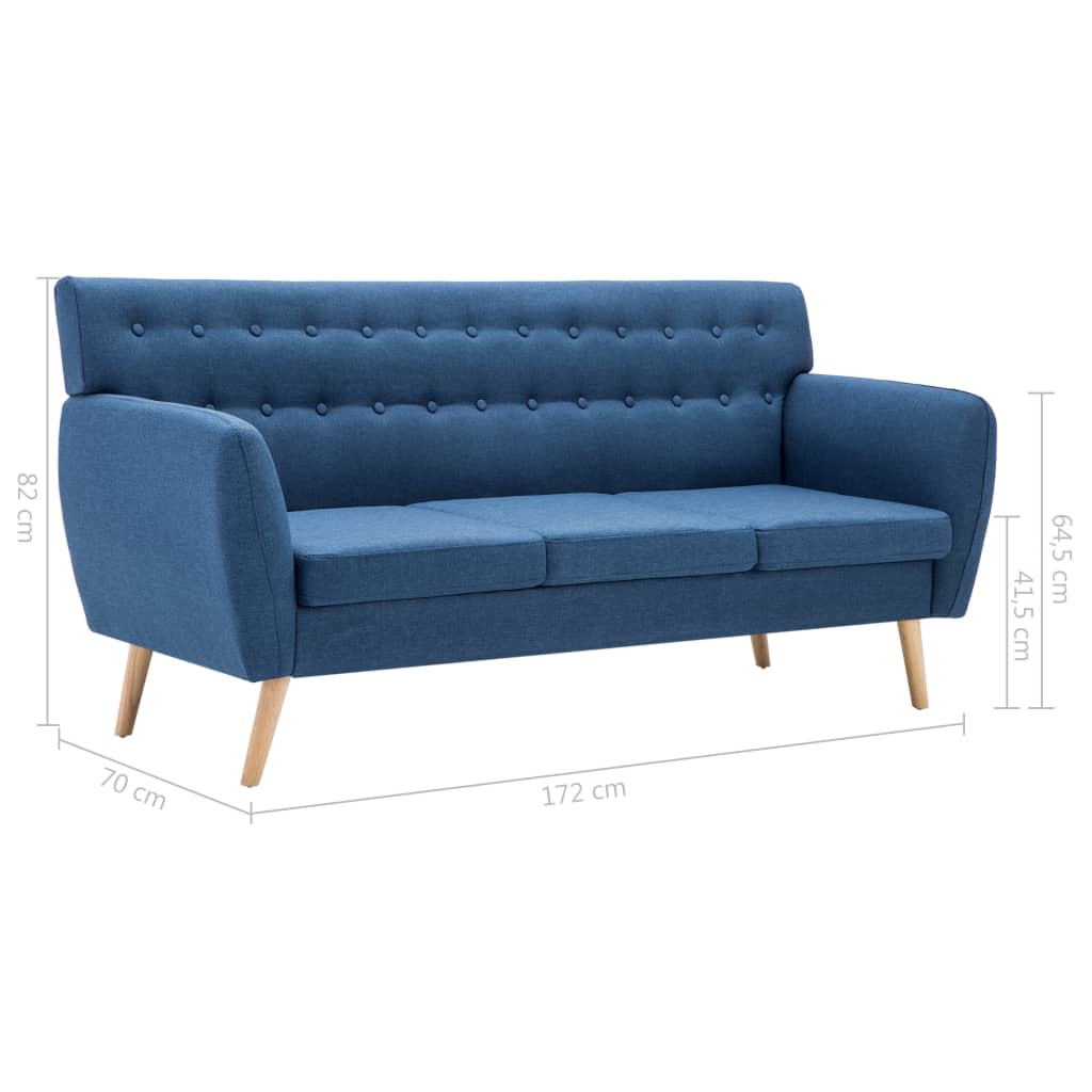 Trosjed presvučen tkaninom 172 x 70 x 82 cm plavi