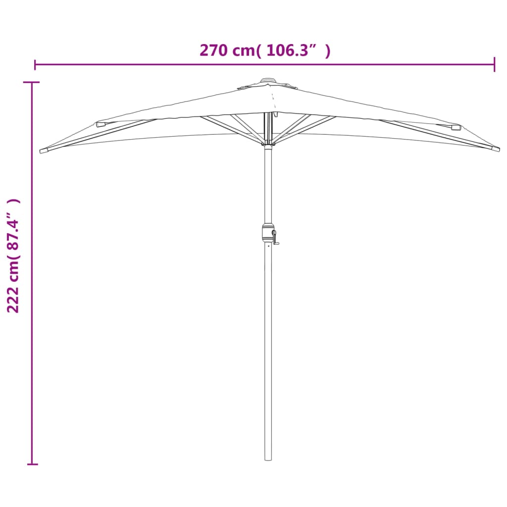 Balkonski suncobran s aluminijskom šipkom 270 x 144 cm zeleni