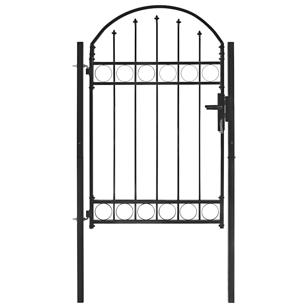 Vrata za ogradu ASSEN s lučnim vrhom čelik 102x150 cm crna