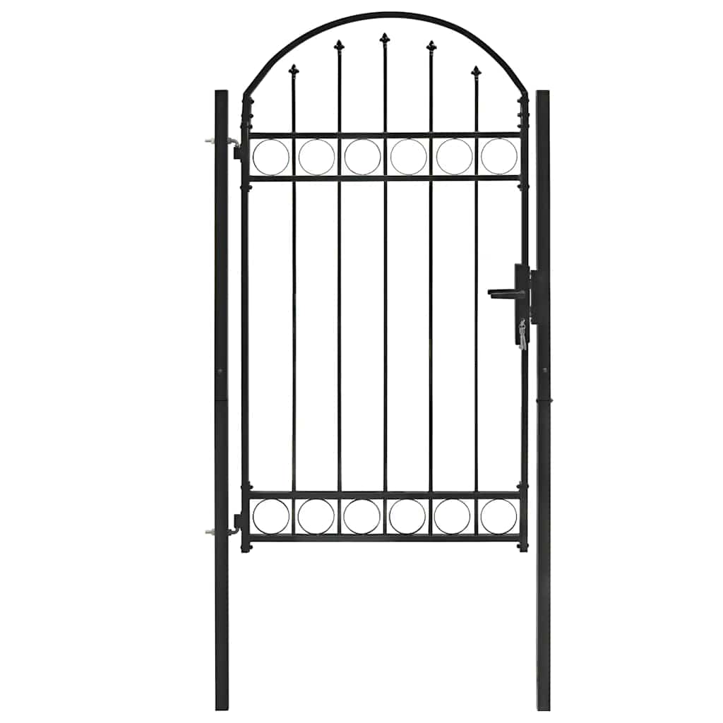 Vrata za ogradu ASSEN s lučnim vrhom čelik 102x175 cm crna