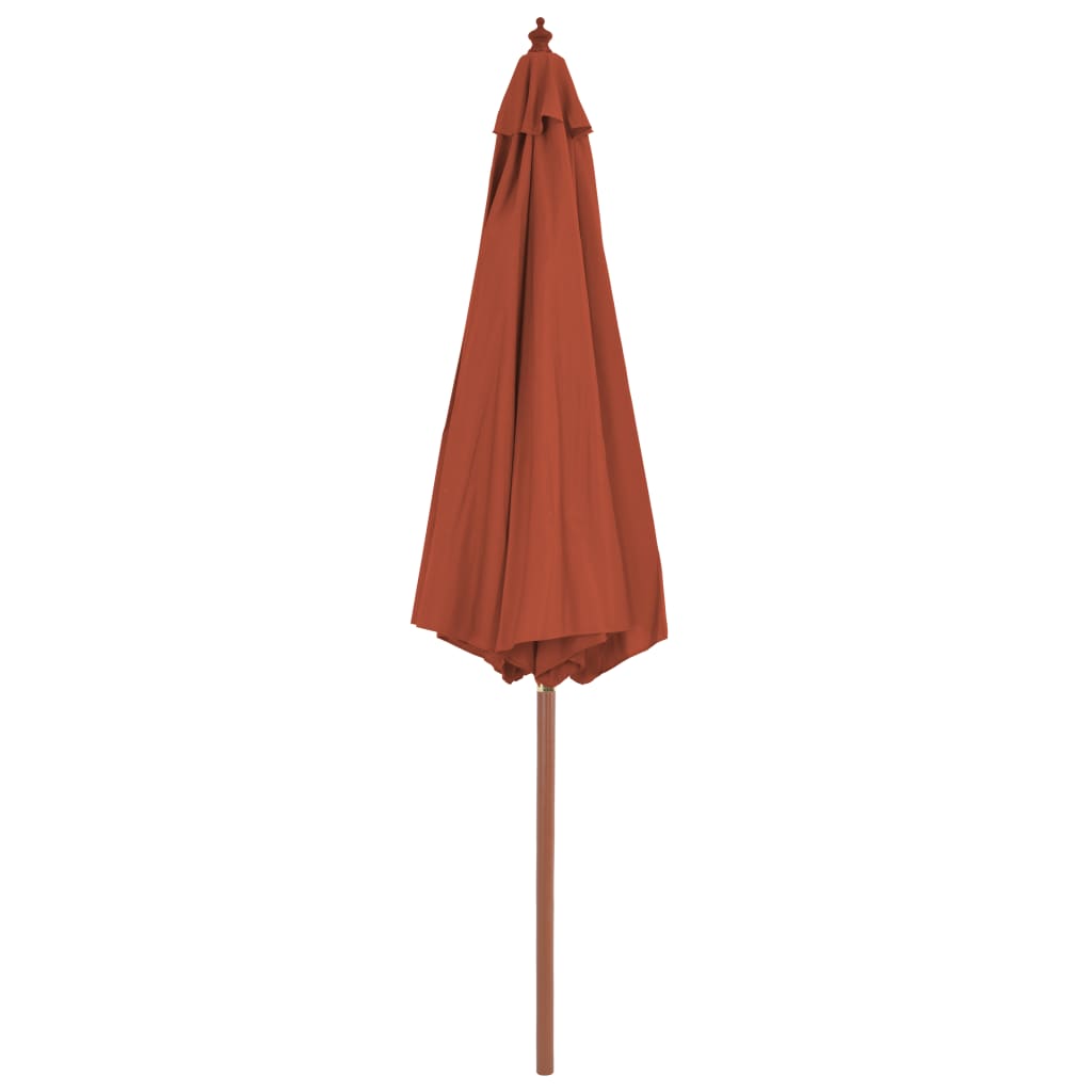 Vanjski suncobran s drvenim stupom 300 cm terakota
