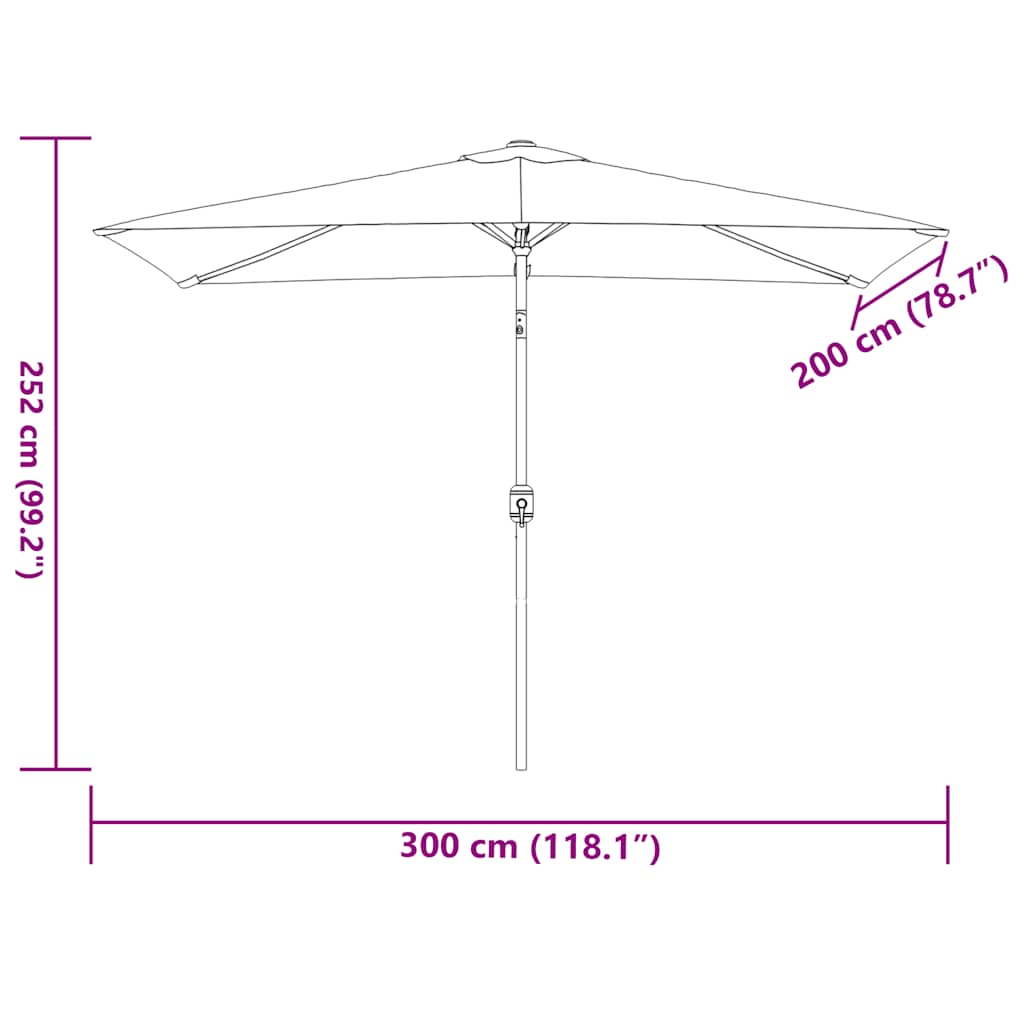 Vanjski suncobran s metalnim stupom 300 x 200 cm terakota