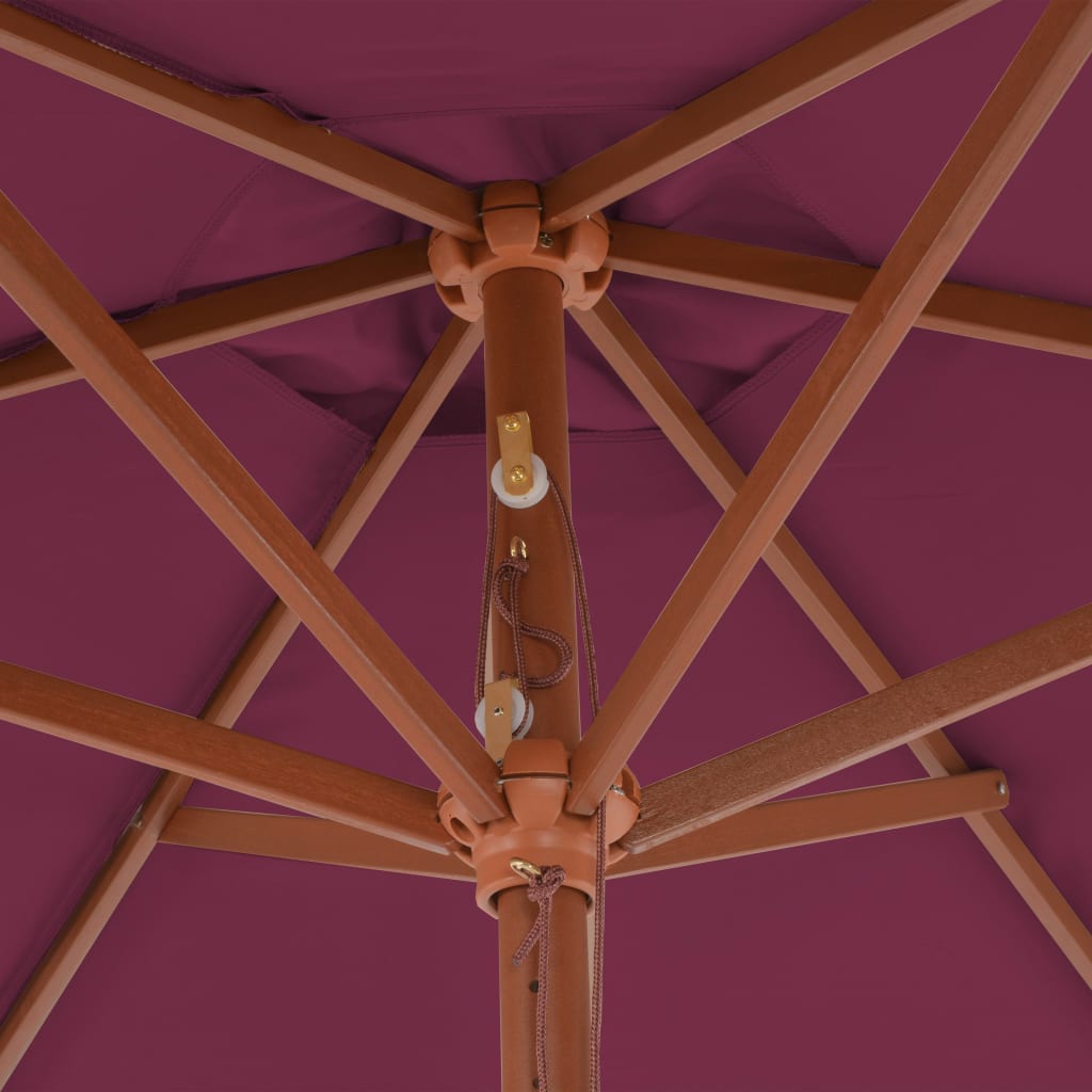 Vanjski suncobran s drvenim stupom 270 cm bordo