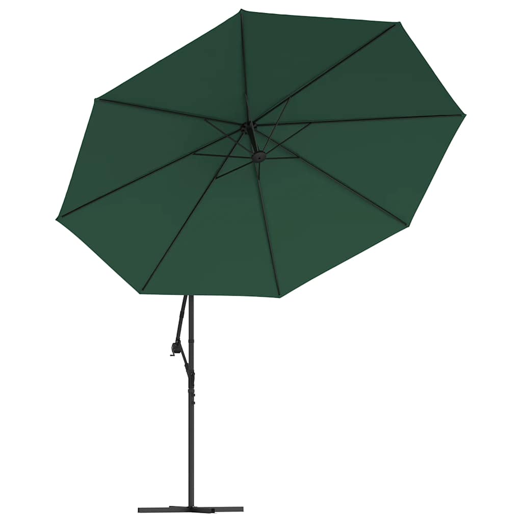 Konzolni vrtni suncobran LED s metalnim stupom 350 cm zeleni