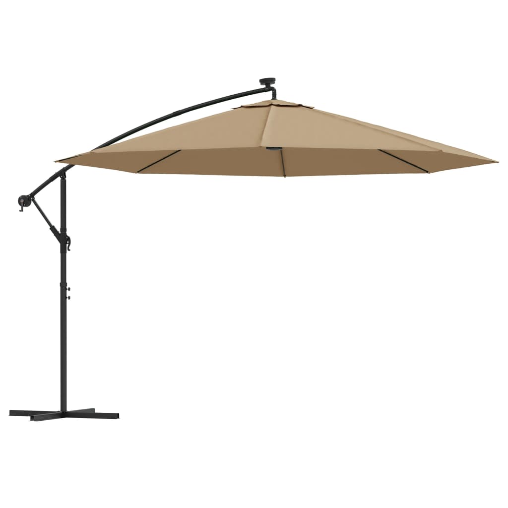 Konzolni vrtni suncobran LED s metalnim stupom 350 cm smeđesivi