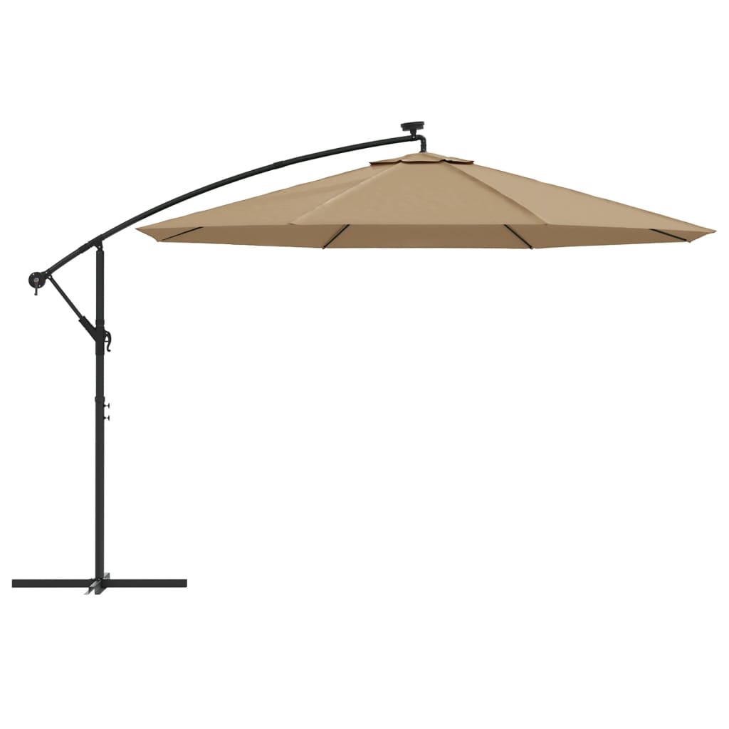 Konzolni vrtni suncobran LED s metalnim stupom 350 cm smeđesivi