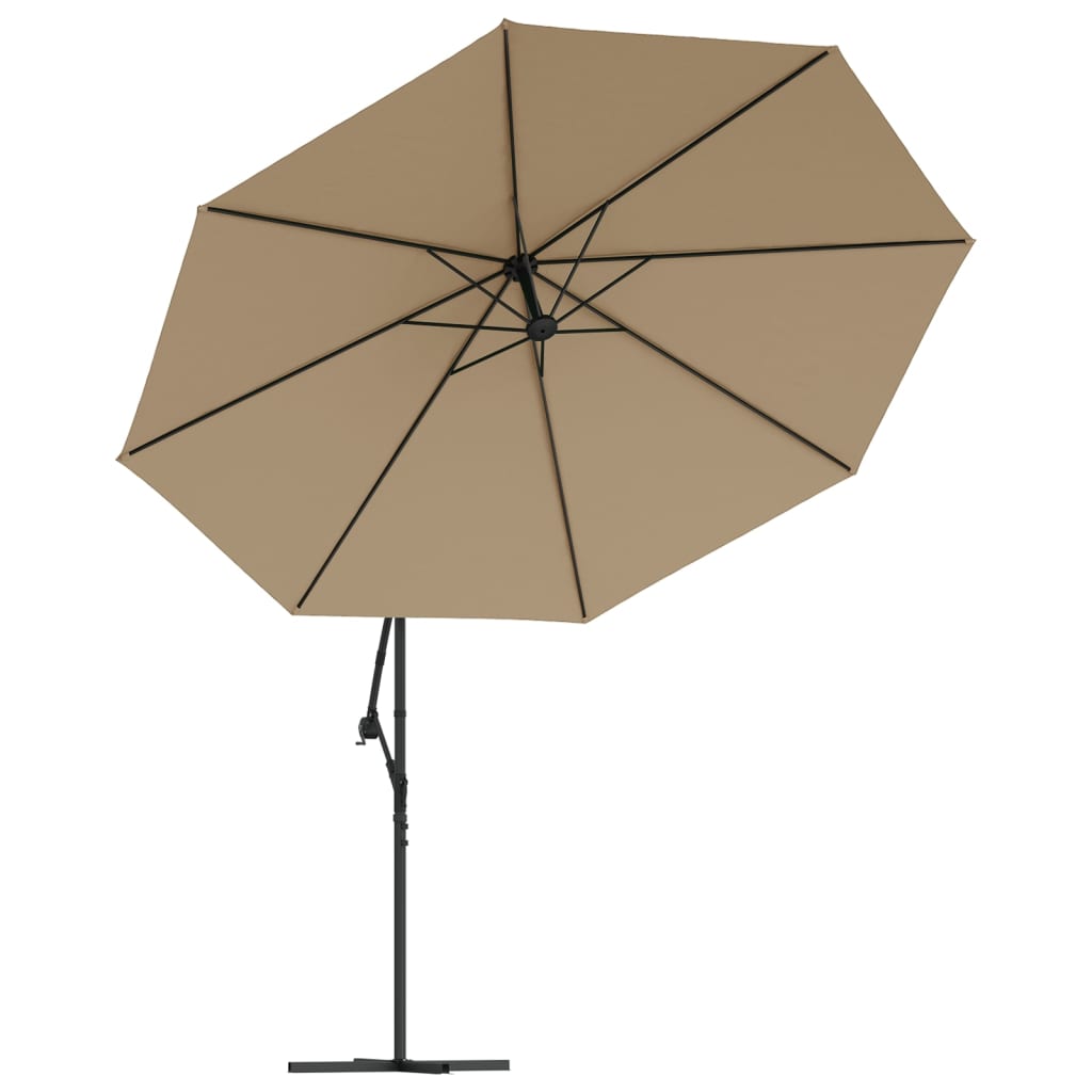 Konzolni vrtni suncobran LED s metalnim stupom 350 cm smeđesivi