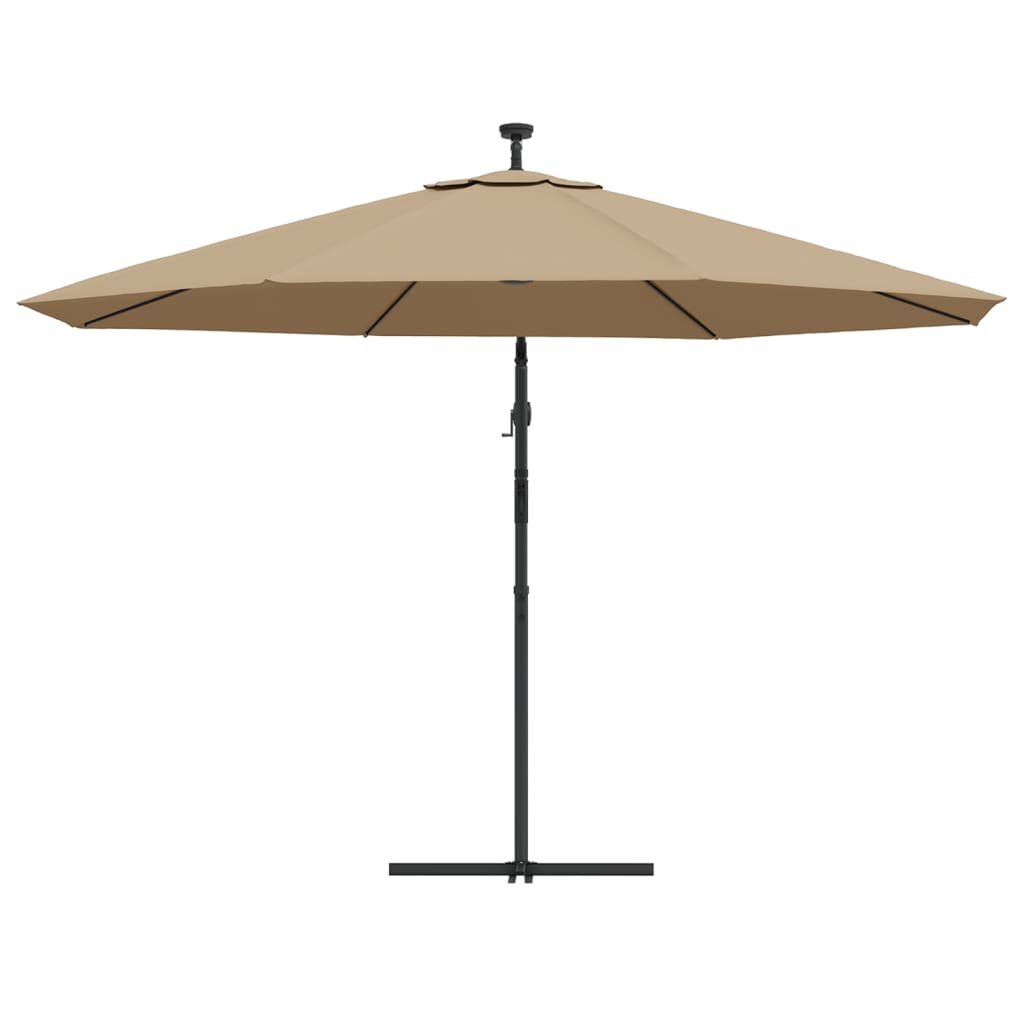 Konzolni vrtni suncobran LED s metalnim stupom 350 cm smeđesivi