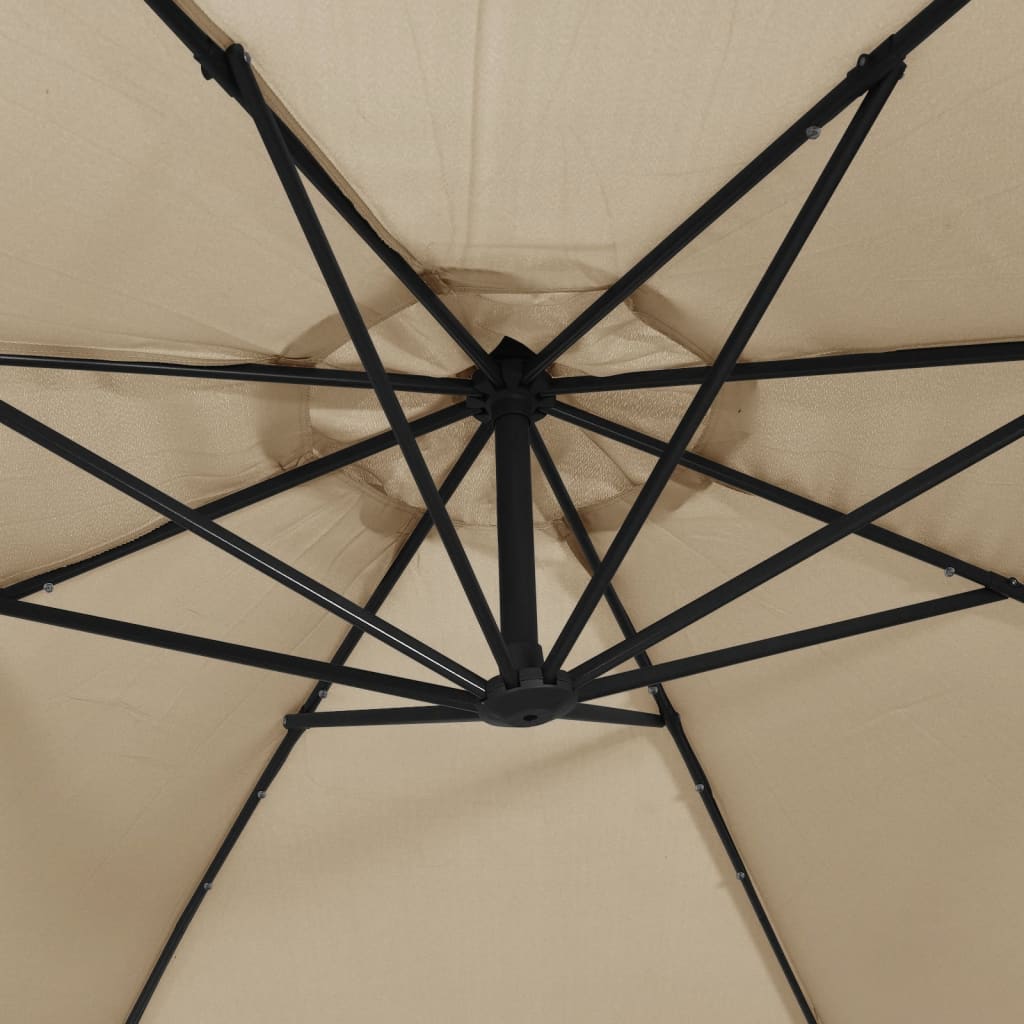 Konzolni vrtni suncobran LED s metalnim stupom 350 cm smeđesivi