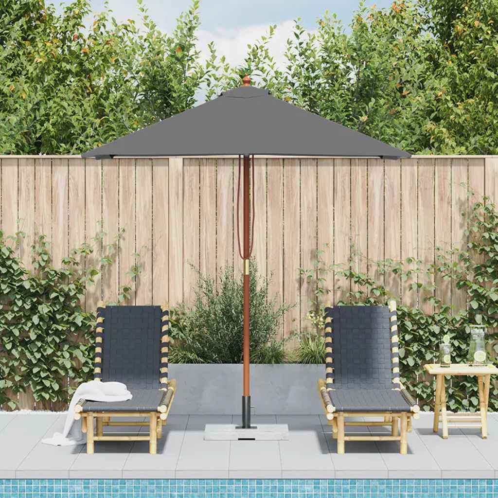 Vanjski suncobran s drvenim stupom 150 x 200 cm antracit