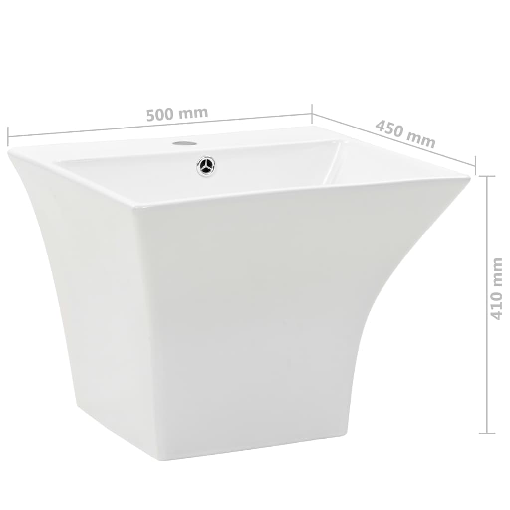 Zidni umivaonik keramički bijeli 500 x 450 x 410 mm