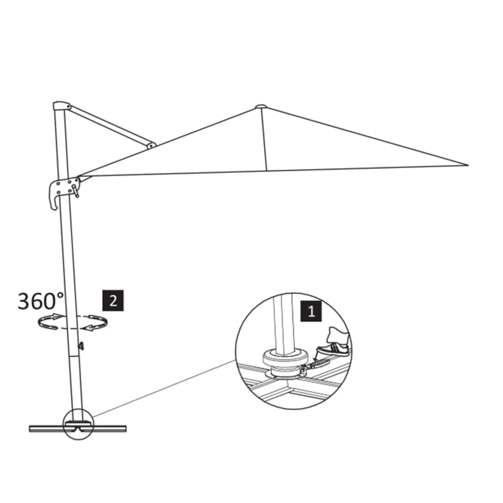 Konzolni vrtni suncobran i aluminijski stup 300x300 cm antracit