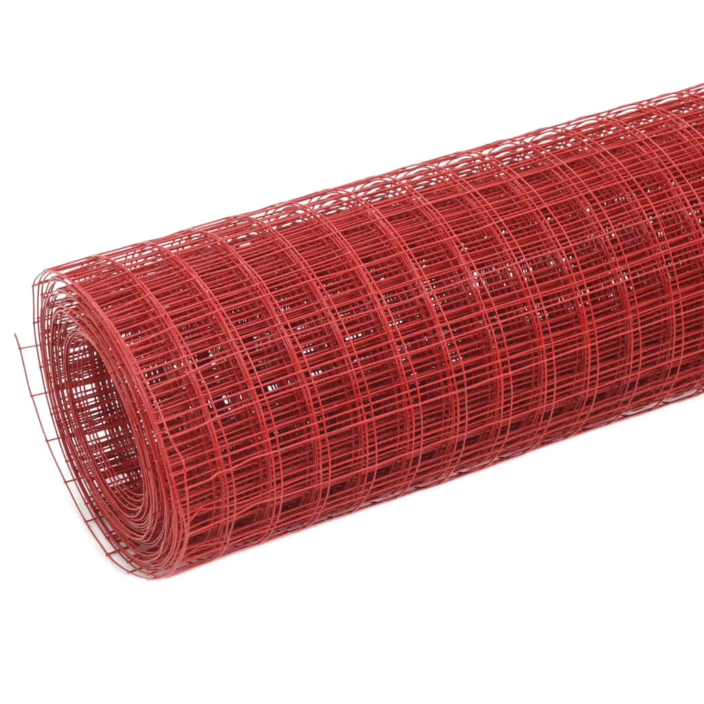 Žičana mreža od čelika s PVC oblogom za kokoši 25 x 1,5 m crvena