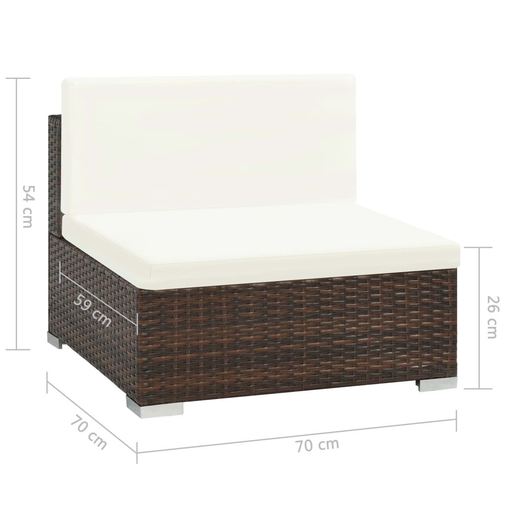 6-dijelna vrtna garnitura od poliratana s jastucima smeđa