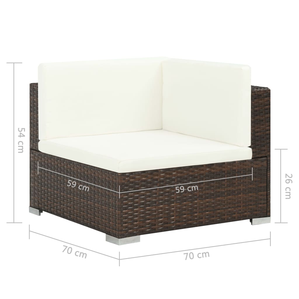 8-dijelna vrtna garnitura od poliratana s jastucima smeđa