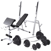 Klupa za vježbanje sa stalkom za utege i setom utega 120 kg