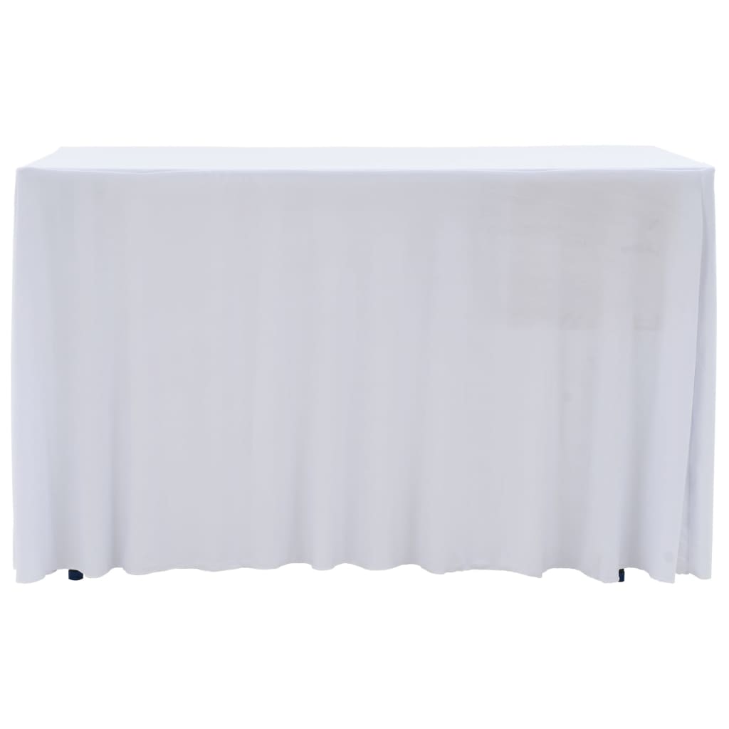 Rastezljive navlake za stol 2 kom duge 120 x 60,5 x 74 cm bijele