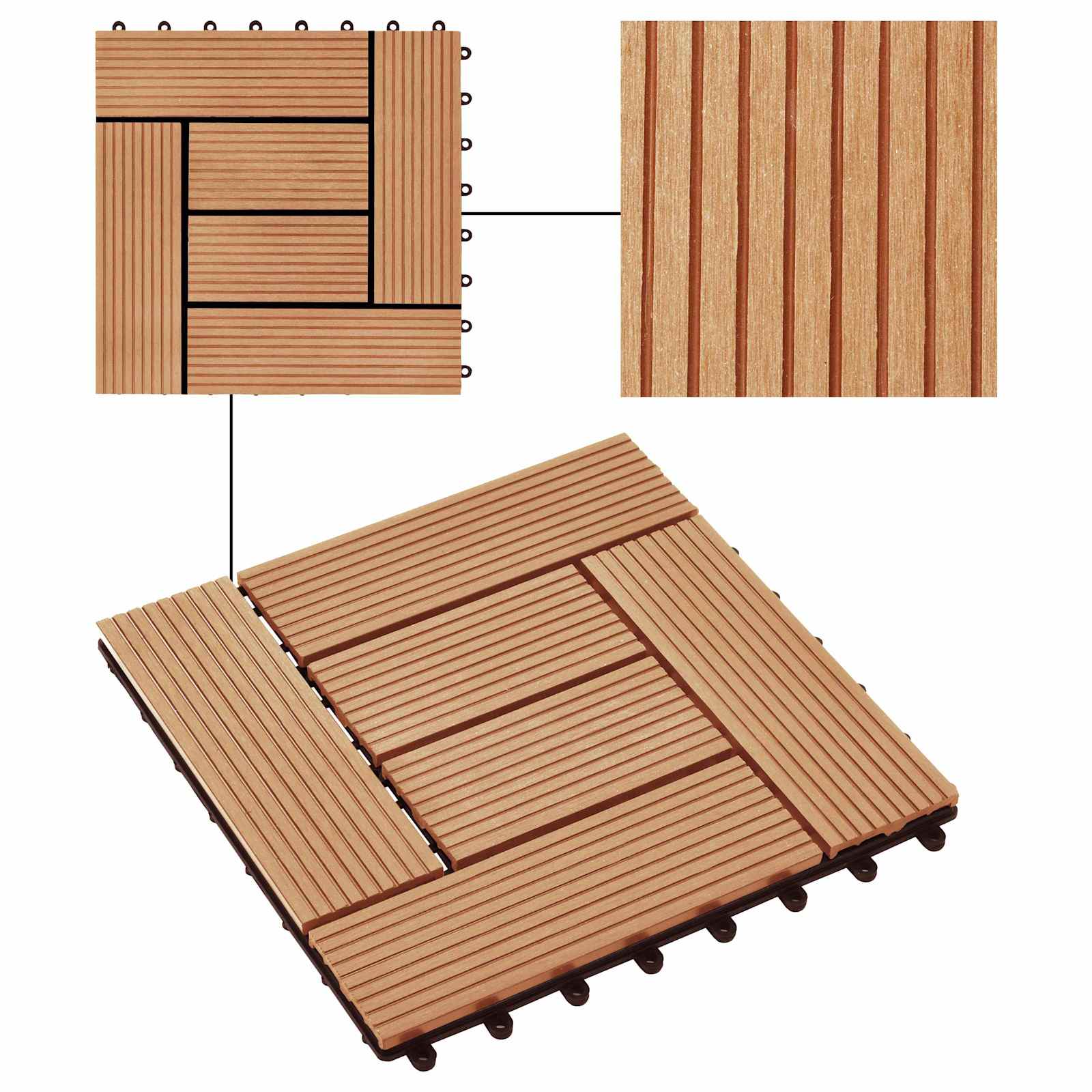 Pločice za decking 11 pcs Tikovina 30 x 30 cm