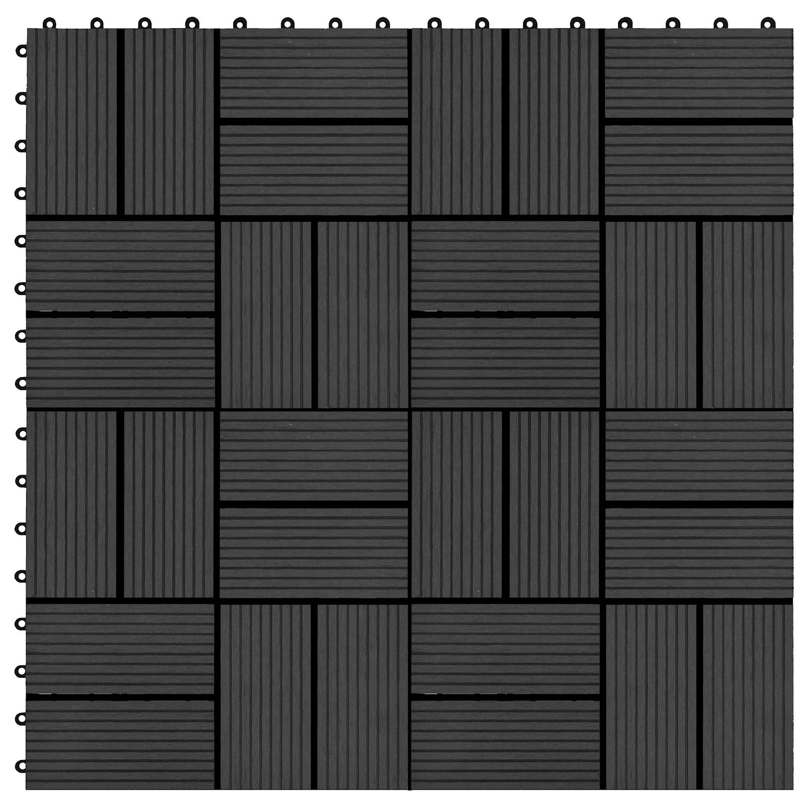 Pločice za decking 11 pcs Crna 30 x 30 cm Drvoplastična smjesa
