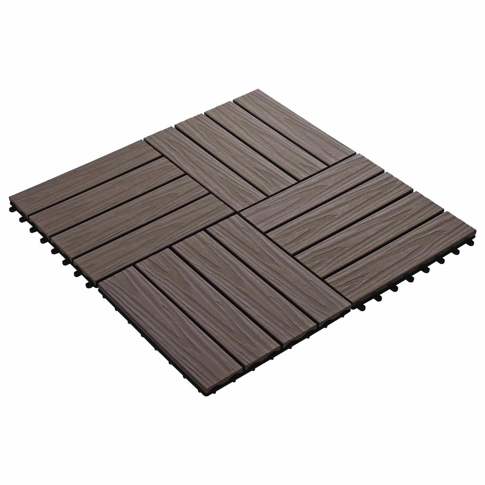 Pločice za decking 3D Dizajn 11 pcs Tamno smeđa 30 x 30 cm
