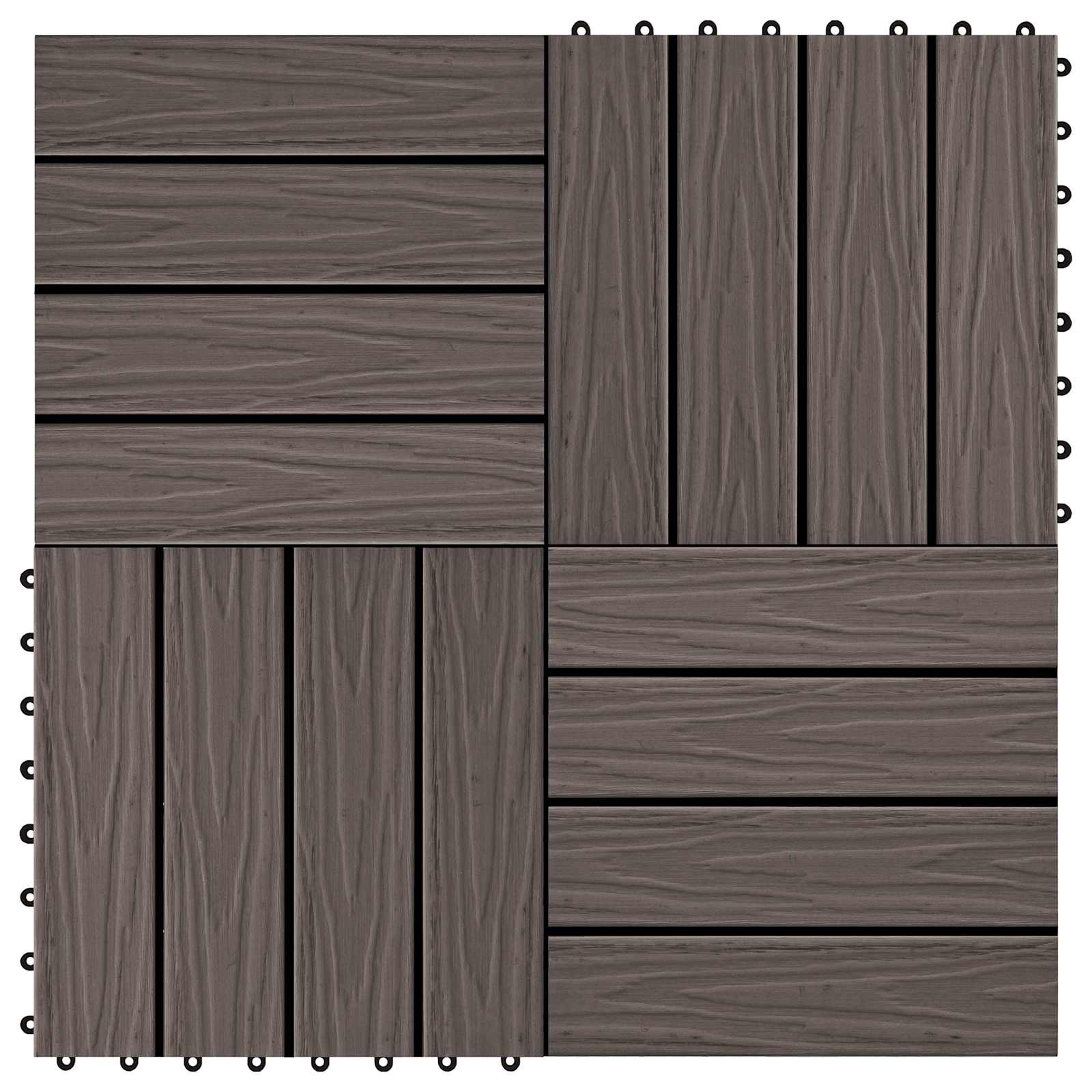 Pločice za decking 3D Dizajn 11 pcs Tamno smeđa 30 x 30 cm