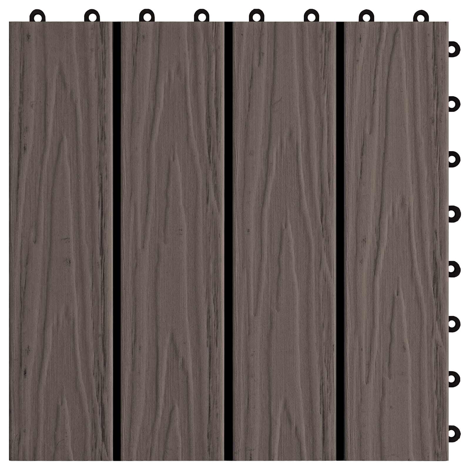 Pločice za decking 3D Dizajn 11 pcs Tamno smeđa 30 x 30 cm