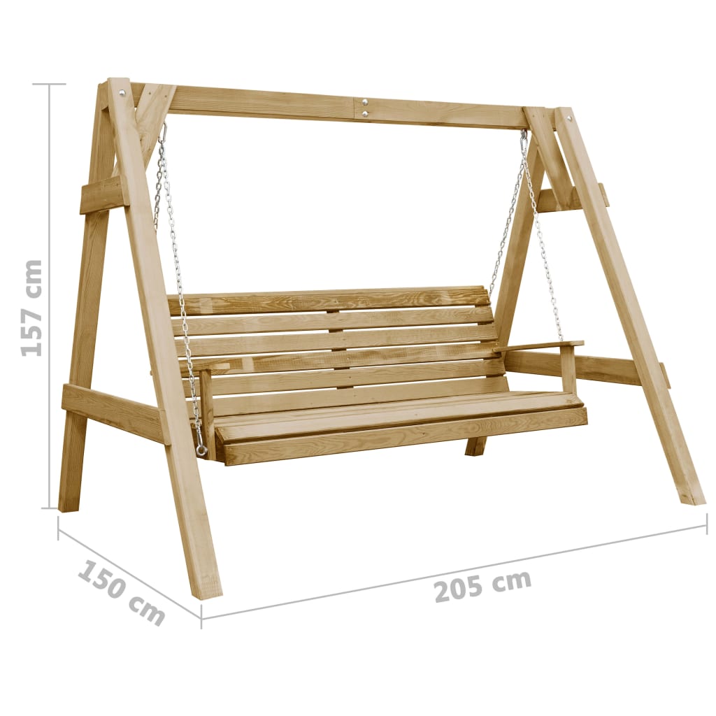 Vrtna ljuljačka od impregnirane borovine 205 x 150 x 157 cm