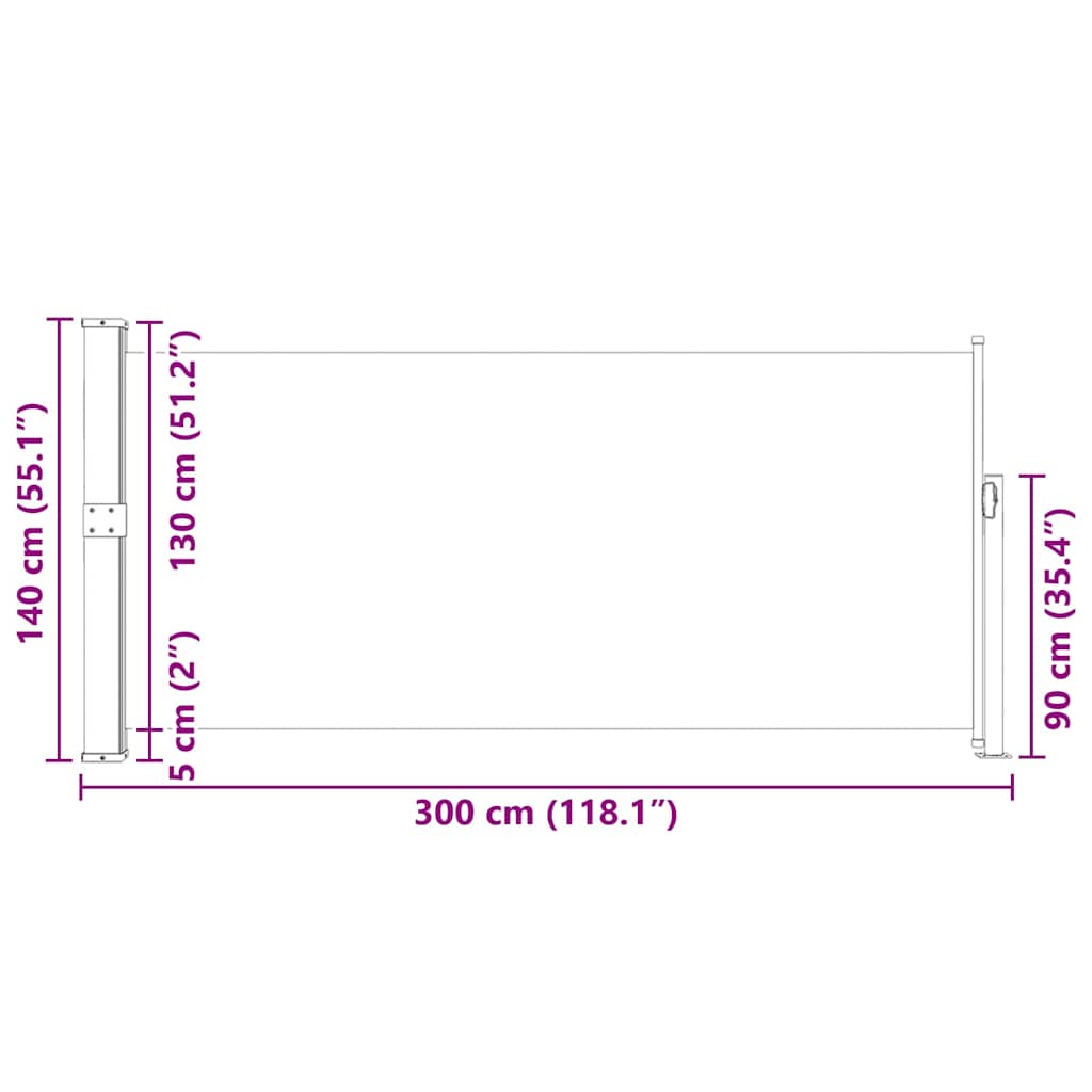 Uvlačiva bočna tenda 140 x 300 cm plava