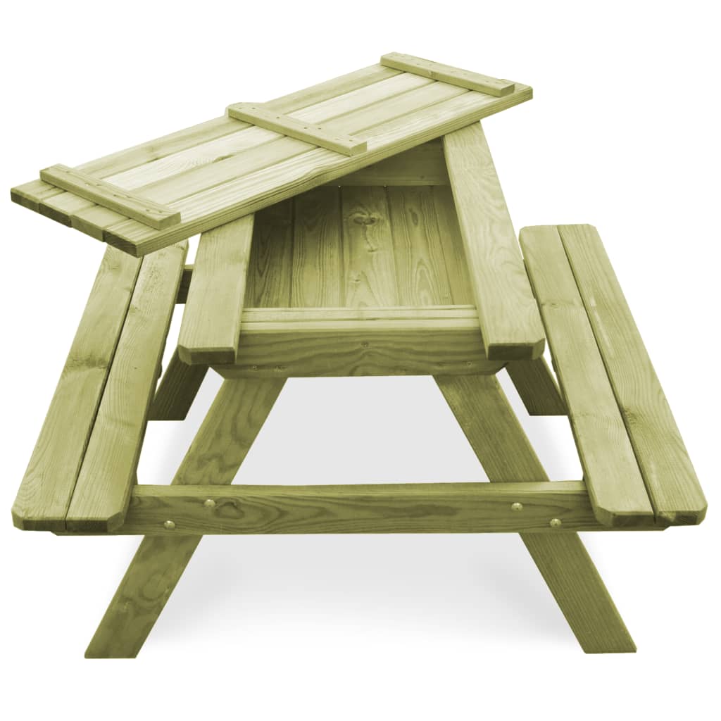 Dječji stol za piknik s klupama 90 x 90 x 58 cm od borovine
