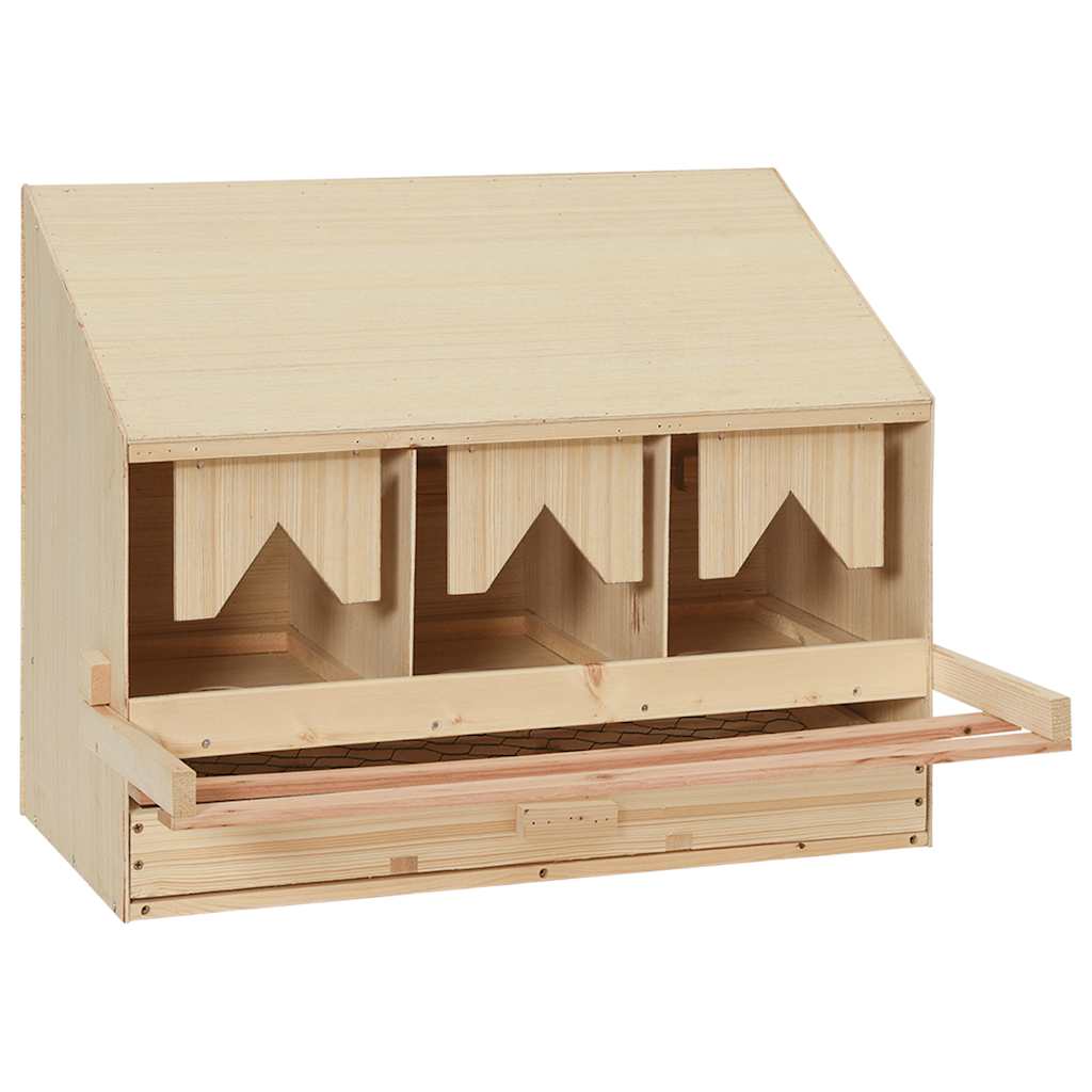 Gnijezdo za nesilice s 3 odjeljka 72x33x54 cm masivna borovina