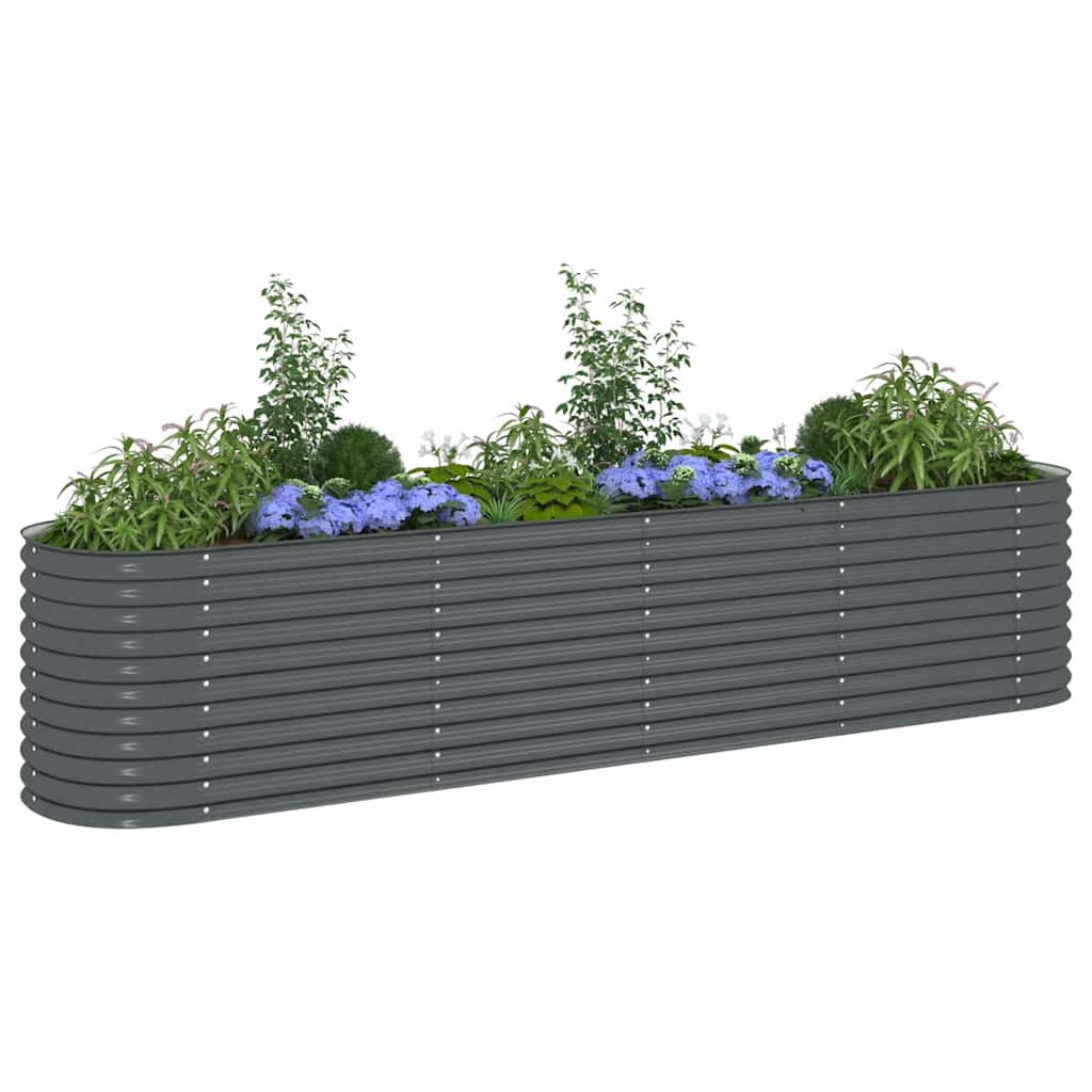 Vrtna sadilica od pocinčanog čelika 400 x 80 x 81 cm siva