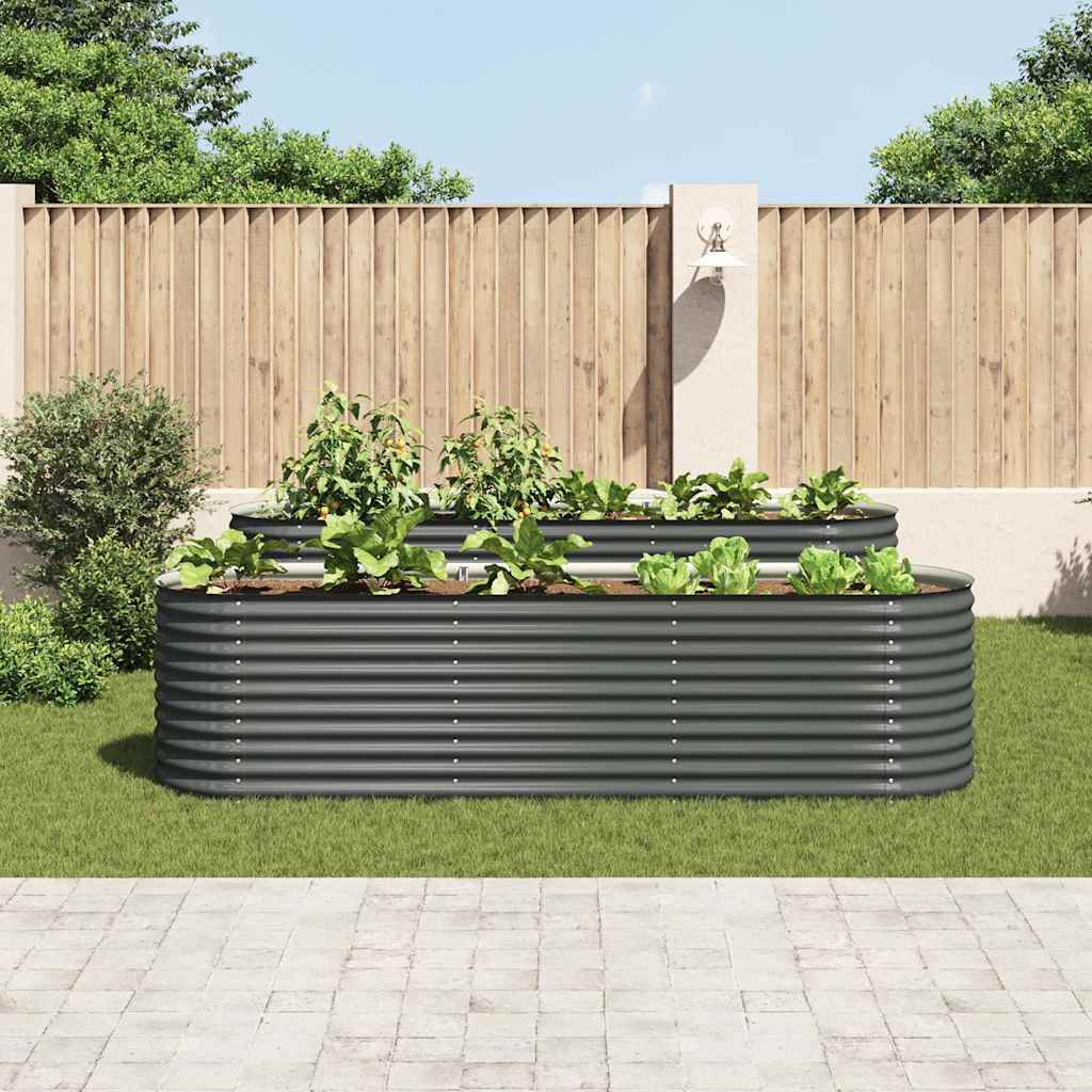 Vrtna sadilica od pocinčanog čelika 320 x 80 x 81 cm siva