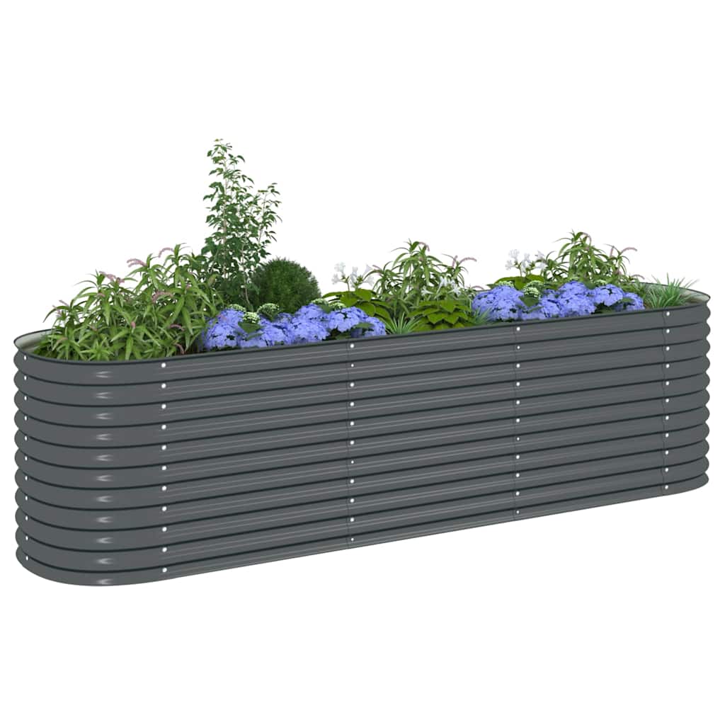 Vrtna sadilica od pocinčanog čelika 320 x 80 x 81 cm siva