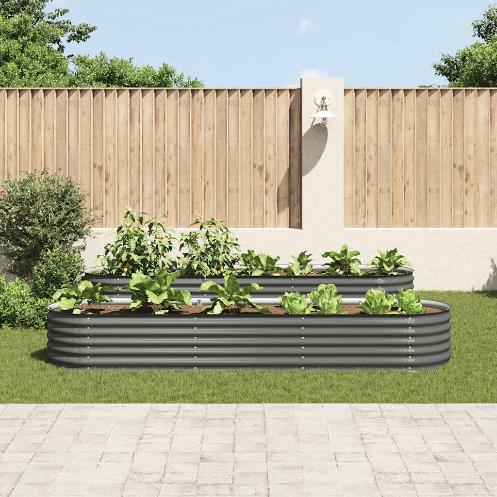 Vrtna sadilica od pocinčanog čelika 320 x 80 x 44 cm siva