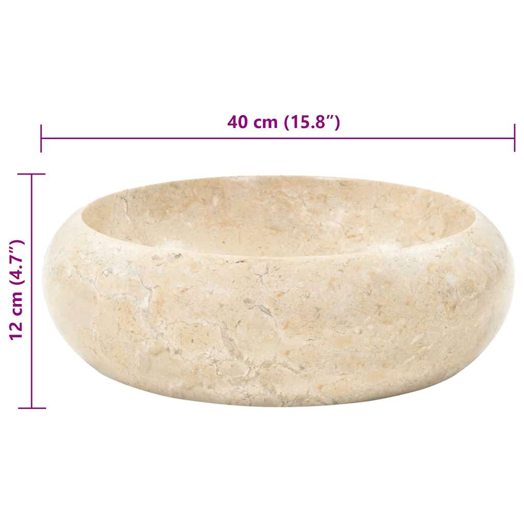 Umivaonik 40 x 12 cm mramorni krem